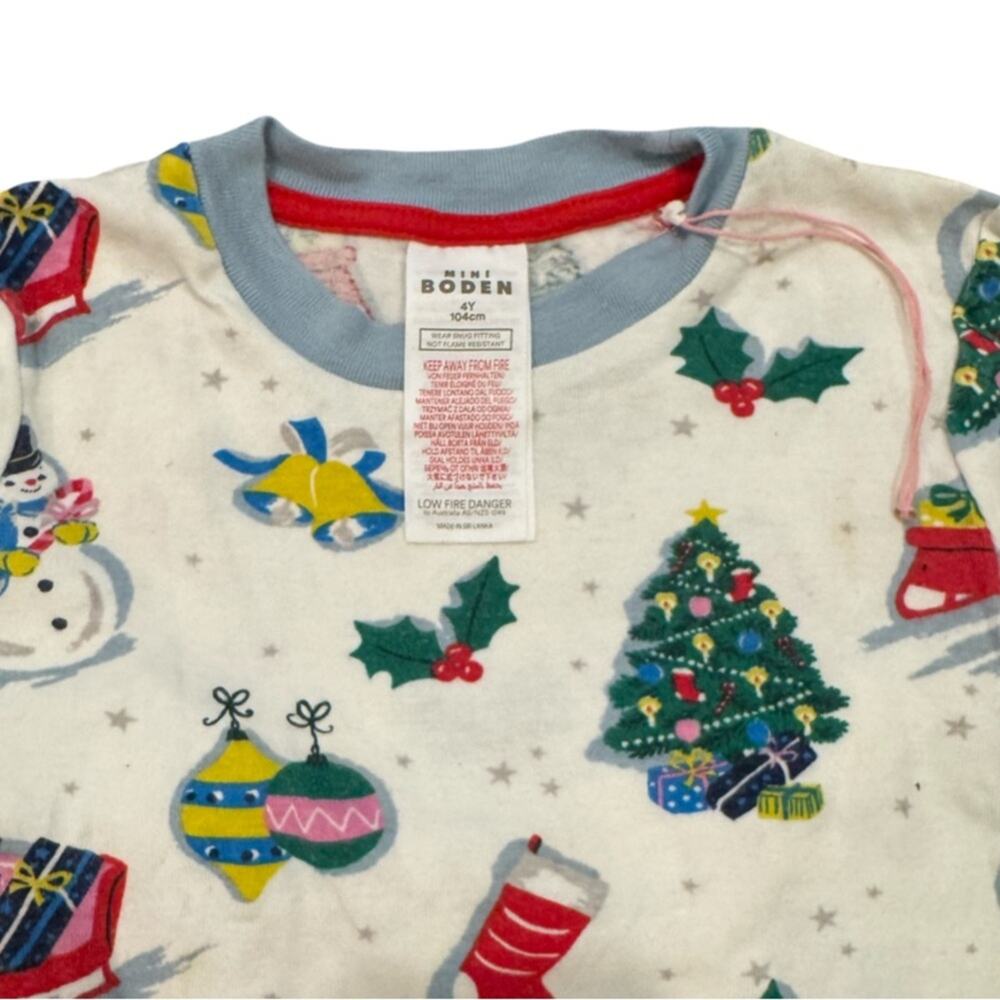 Mini Boden Kids' Festive Fun Fitted Two-Piece Cotton Pajamas 4T - Picture 4 of 5